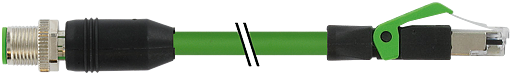 M12 St. 0° D-kod. / RJ45 St. 0° geschirmt V4A