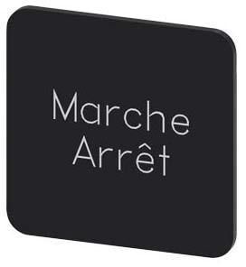 Bezeichnungsschild 22x22mm, Schild schwarz, Beschriftung: Arret-Marche