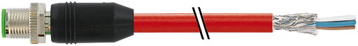 M12 St. 0° D-kod. freies Ltg-ende geschirmt