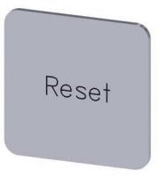 Bezeichnungsschild 22x22mm, Schild silber, Beschriftung: Reset 3SU1900-0AF81-0DU0