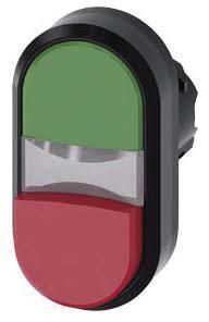 Doppeldrucktaster, beleuchtet, 22mm, rund, grün, rot