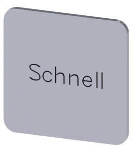 Bezeichnungsschild 22x22mm, Schild silber, Beschriftung: schnell