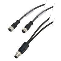 Y Verteiler M12 mit Kabelabgang (2x1m), A-kodiert 