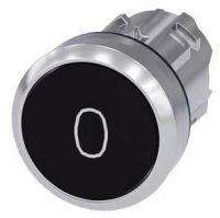 Drucktaster, 22mm, rund, schwarz, Beschriftung: O, Druckknopf 3SU1050-0AB10-0AD0