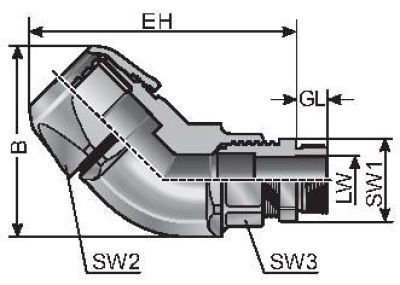 CVW45 M32-K m-top Schlauch- und Kabelverschraubung, 45°, schwarz