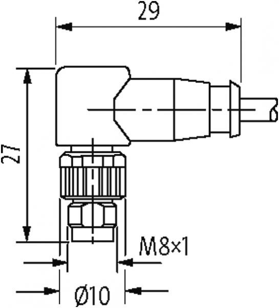 M8 St. 90° freies Ltg.-ende, 180°