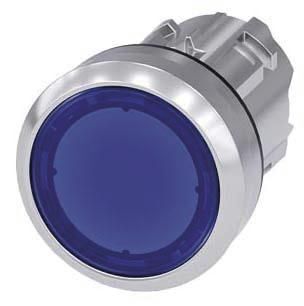 Drucktaster, beleuchtet, 22mm, rund, blau, Druckknopf