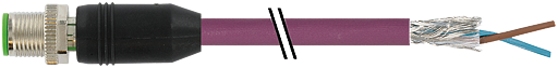 M12 St. 0°geschirmt B-cod.freies Ltg-ende,Profibus