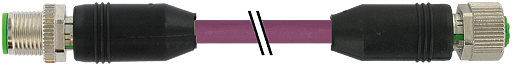 M12 St. 0° / M12 Bu. 0° geschirmt B-cod.