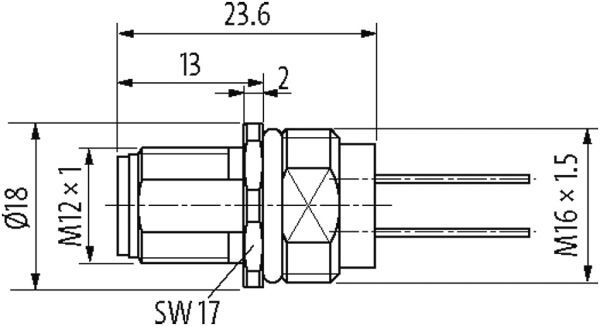 M12 Power S-kod. Flanschstecker Vorderwandmontage