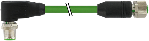 M12 St. 90° / M12 Bu. 0° A-kod. geschirmt