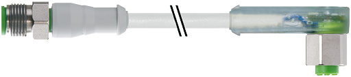 M12 St. ger. auf M12 Bu. gew. mit LED V4A