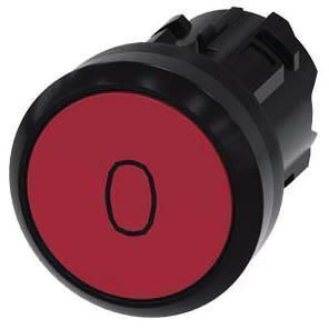 Drucktaster, 22mm, rund, rot, Beschriftung: O, Druckknopf