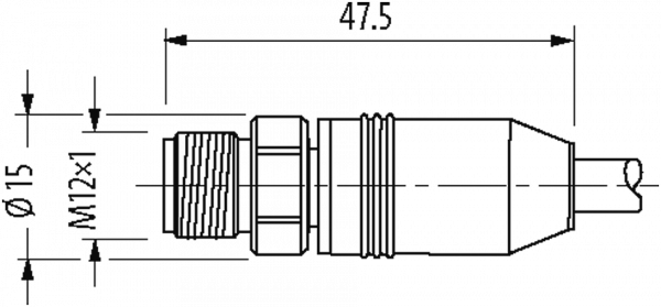 M12 St. 0° gesch. freies Ltg.-ende V4A