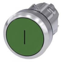 Drucktaster, 22mm, rund, grün, Beschriftung: I, Druckknopf 3SU1050-0AB40-0AC0