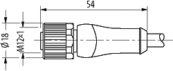 M12 Power L-kod. 4pol. Bu. 0° freies Ltg.-ende