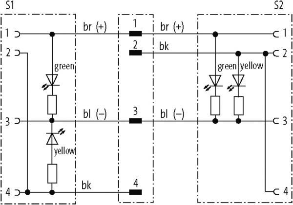 M12 Y-Vert. auf M12 Bu. gew. mit LED