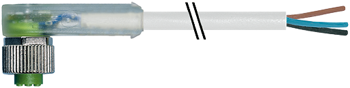 M12 Bu. 90° A-kod. freies Ltg-ende LED