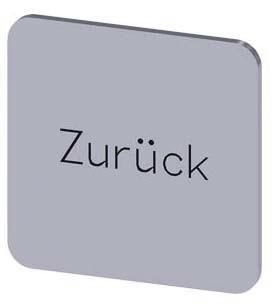 Bezeichnungsschild 22x22mm, Schild silber, Beschriftung: Zurück