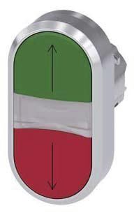 Doppeldrucktaster, beleuchtet, 22mm, rund, rot: Pfeil nach oben, grün: Pfeil