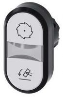 Doppeldrucktaster, beleuchtet, 22mm, rund, weiß: Symbol Kreissägeblatt, weiß 3SU1001-3AB66-0AP0