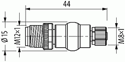 Adapter M12 St./M8 Bu. 4p., Belegung 1,2,3,4 Lite
