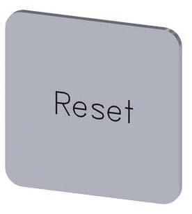 Bezeichnungsschild 22x22mm, Schild silber, Beschriftung: Reset