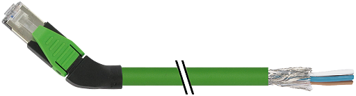 RJ45 St. 45° rechts freies Ltg-ende geschirmt