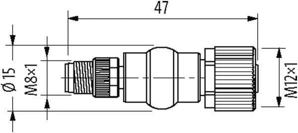 Adapter M8St. 3p. / M12Bu. 3p. Belegung 1,3,4 Lite
