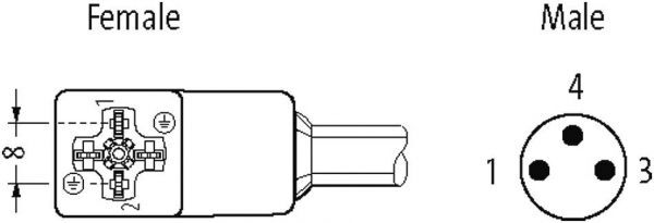 M8 St. 90° A-kod. / MSUD Ventilst. C-8mm kl.BF