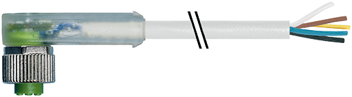 M12 Bu. 90° freies Ltg.-ende LED V2A