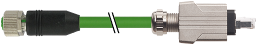 M12 Bu. 0° D-kod./RJ45 Push Pull 0° geschirmt AIDA