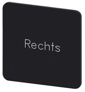 Bezeichnungsschild 27x27mm, Schild schwarz, Beschriftung: Rechts