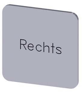 Bezeichnungsschild 22x22mm, Schild silber, Beschriftung: Rechts