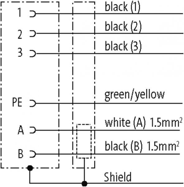 MQ15-X-Power Bu. 0° geschirmt freies Ltg.-ende