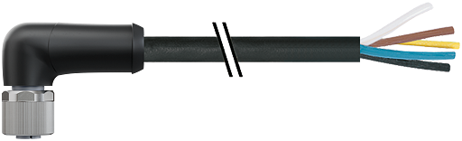 M12 Power Bu. 90° L-kod. freies Ltg-ende