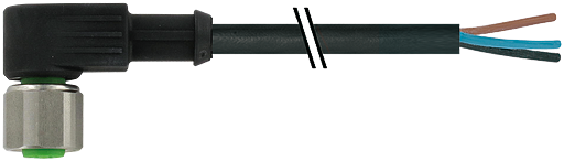 M12 Bu.gew mit freiem Leitungsende 3p.Dual-Keyway