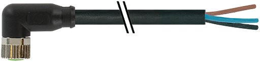 M8 Bu. 90° freies Ltg.-ende Ethercat Power