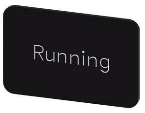 Bezeichnungsschild 17,5x27mm, Schild schwarz, Beschriftung: Running