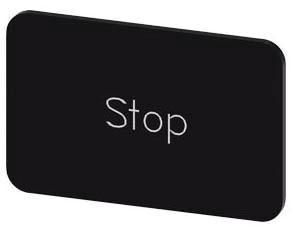 Bezeichnungsschild 17,5x27mm, Schild schwarz, Beschriftung: Stop