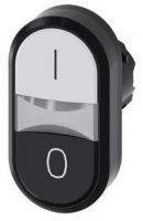 Doppeldrucktaster, 22mm, rund, weiß: I, schwarz: O 3SU1000-3AB61-0AK0