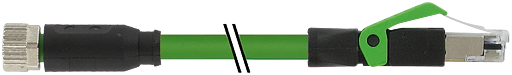 M8 Bu. 0° A-kod. / RJ45 St. 0° geschirmt