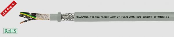 PVC-Schleppkettenleitung OZ-HF-CY 2x1,5 mm² Grau