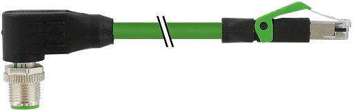 M12 St. 90° D-kod. / RJ45 0° geschirmt