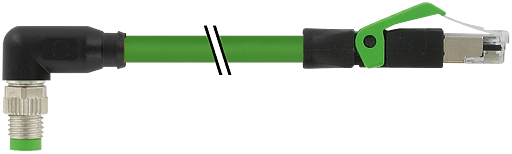 M8 St. 90° A-kod. / RJ45 St. 0° geschirmt