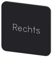 Bezeichnungsschild 22x22mm, Schild schwarz, Beschriftung: Rechts 3SU1900-0AF16-0AH0