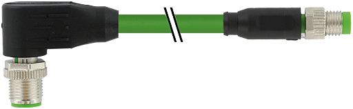 M12 St. 90° D-kod. / M8 St. 0° A-kod. geschirmt