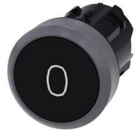 Drucktaster, 22mm, rund, schwarz, Beschriftung: O, Druckknopf 3SU1030-0AB10-0AD0