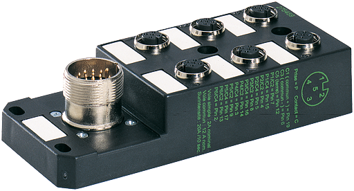 M12-Verteiler 6-f., 5-pol. ohne LEDs, CNOMO