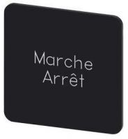 Bezeichnungsschild 27x27mm, Schild schwarz, Beschriftung: Arret-Marche 3SU1900-0AE16-0GU0